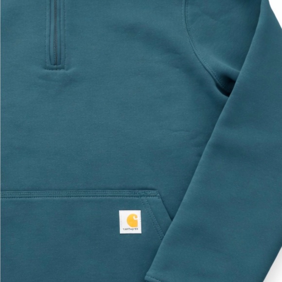 New Carhartt Women’s Teal Green Quarter -Zip Sweatshirt-M - Picture 3 of 6